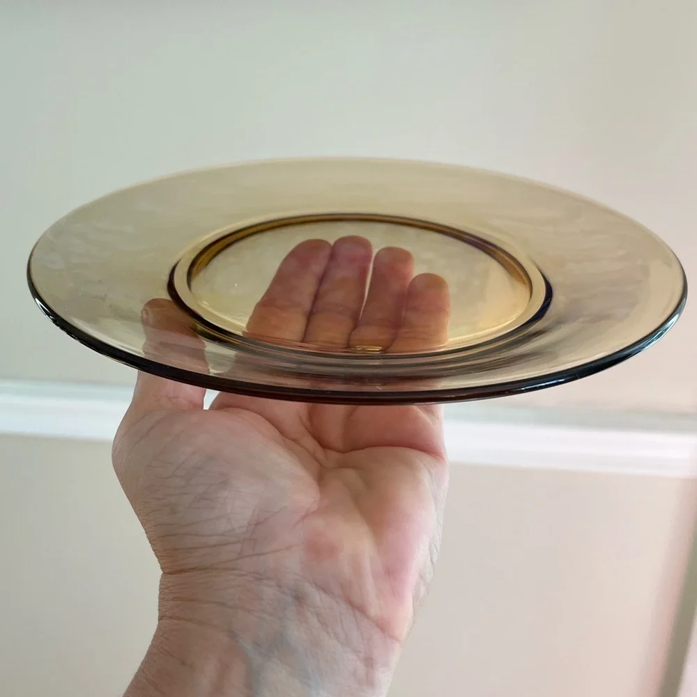 Vintage Amber Glass 8.25” Plates Set of 4